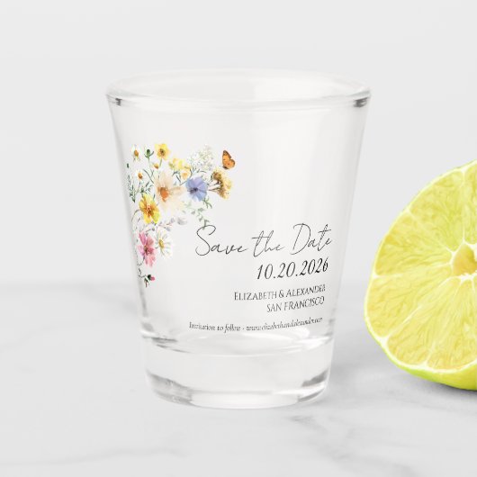 Kleurrijke Wildflower | Boho Bruiloft Shot Glas (Voorkant)