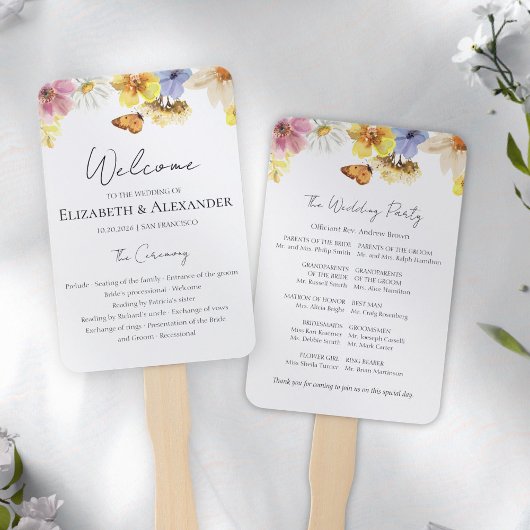 Kleurrijke Wildflower | Boho Ceremony Programmabor Handwaaier