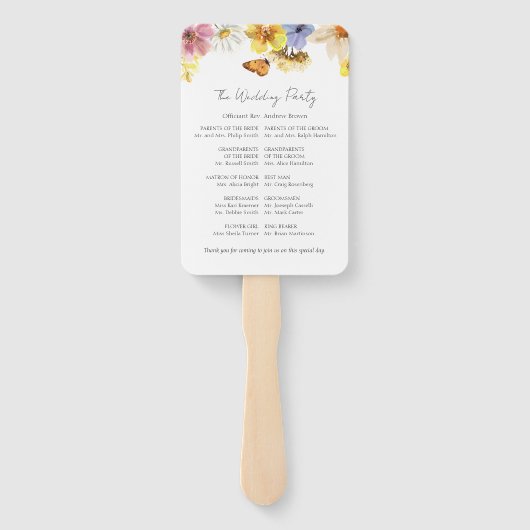 Kleurrijke Wildflower | Boho Ceremony Programmabor Handwaaier (Achterkant)