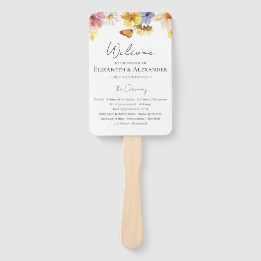 Kleurrijke Wildflower | Boho Ceremony Programmabor Handwaaier (Voorkant)