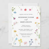 Kleurrijke Wildflower Boho Monogram Fotobruiloft Kaart (Voorkant)