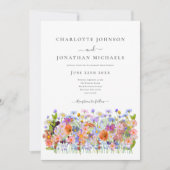 Kleurrijke Wildflower Boho QR Code Bruiloft Kaart (Voorkant)