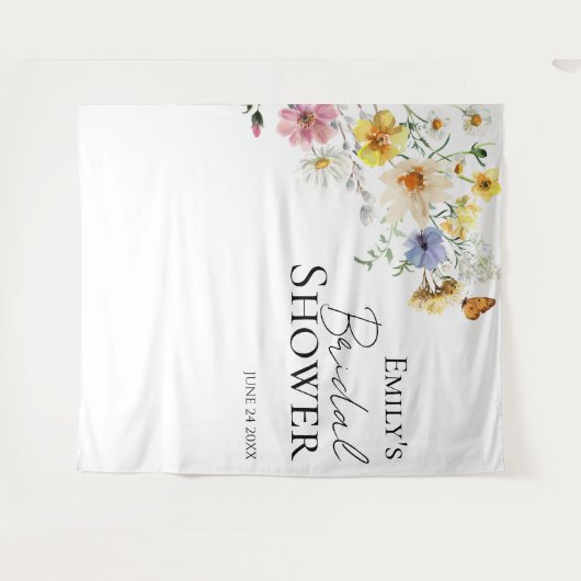 Kleurrijke Wildflower Boho Vrijgezellenfeest Achte Wandkleed (Voorkant (horizontaal))