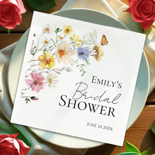 Kleurrijke Wildflower Boho Vrijgezellenfeest serve Servet