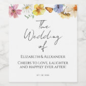 Kleurrijke Wildflower | Boho Wedding Wine Label Wijn Etiket (Enkel label)