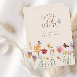 Kleurrijke Wildflower Botanical Bewaar de datum Save The Date