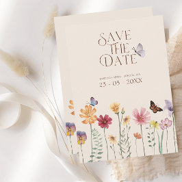 Kleurrijke Wildflower Botanical Bewaar de datum Save The Date