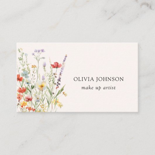 Kleurrijke Wildflower Bouquet Visitekaartje (Voorkant)