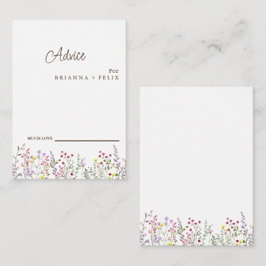 Kleurrijke Wildflower bruiloft advies Kaart (Voorkant / Achterkant)