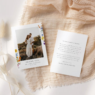 Kleurrijke  Wildflower bruiloft Bedankkaart