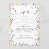 Kleurrijke Wildflower bruiloft Details Behuizing K Informatiekaartje (Voorkant)