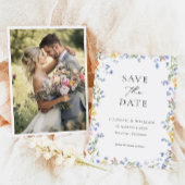 Kleurrijke Wildflower bruiloft foto Save The Date