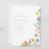 Kleurrijke  Wildflower bruiloft Kaart (Voorkant)