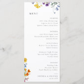 Kleurrijke  Wildflower bruiloft Menu (Voorkant)
