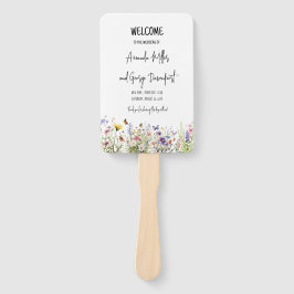 Kleurrijke Wildflower bruiloft programma fan Handwaaier