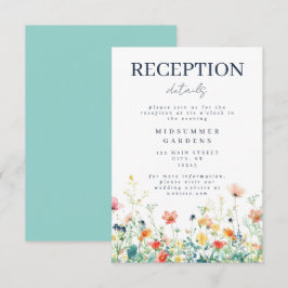 Kleurrijke Wildflower bruiloft receptie Informatiekaartje