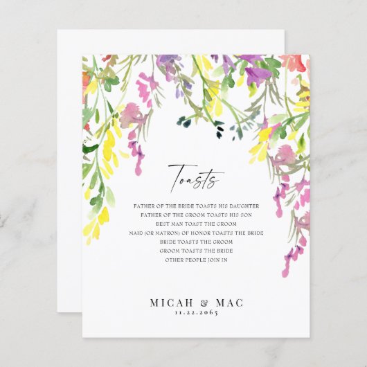 Kleurrijke Wildflower Bruiloft Receptie Toasts (Voorkant / Achterkant)