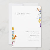 Kleurrijke Wildflower bruiloft Save The Date (Voorkant)