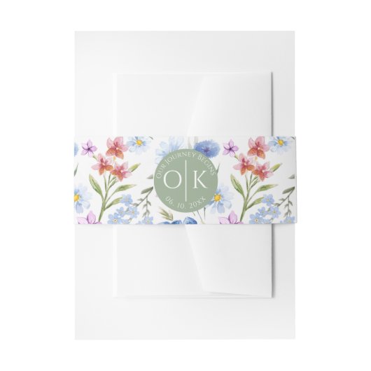 Kleurrijke Wildflower bruiloft uitnodiging buik ba Uitnodigingen Wikkel (Voorkant Voorbeeld)