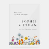 Kleurrijke  Wildflower bruiloft Welkom Acryl Bord (Voorkant)