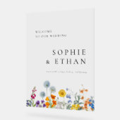 Kleurrijke  Wildflower bruiloft Welkom Acryl Bord (Hoek)