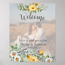 Kleurrijke Wildflower bruiloft welkomstfoto Poster