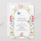 Kleurrijke Wildflower & Butterfly Arch Vrijgezelle Kaart (Voorkant)