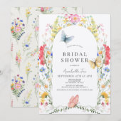 Kleurrijke Wildflower & Butterfly Arch Vrijgezelle Kaart (Voorkant / Achterkant)