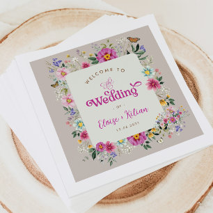 Kleurrijke Wildflower Butterfly Garden Wedding Servet
