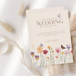 Kleurrijke Wildflower Butterfly Wedding Kaart