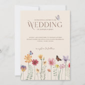 Kleurrijke Wildflower Butterfly Wedding Kaart (Voorkant)