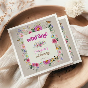 Kleurrijke Wildflower Butterfly Wild One Birthday Servet