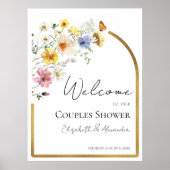 Kleurrijke Wildflower Couples Douche Welkomstbord Poster (Voorkant)