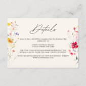 Kleurrijke Wildflower Cream | Black Wedding Detail Informatiekaartje (Voorkant)