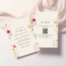 Kleurrijke Wildflower Cream Wedding QR-code