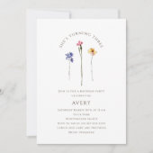 Kleurrijke Wildflower Derde Verjaardag Party Kaart (Voorkant)