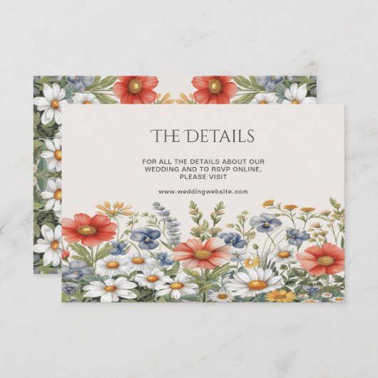 Kleurrijke Wildflower Detail Informatiekaartje (Voorkant / Achterkant)