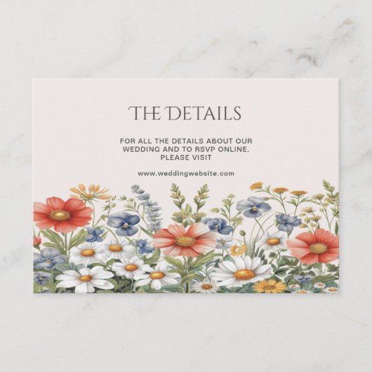 Kleurrijke Wildflower Detail Informatiekaartje (Voorkant)