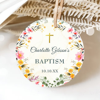 Kleurrijke Wildflower doop Bedankjes Labels