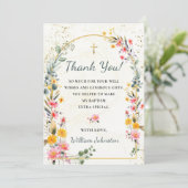 Kleurrijke Wildflower doop dank u kaart (Staand voorkant)