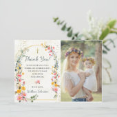Kleurrijke Wildflower doop foto Dank u kaart (Staand voorkant)