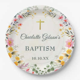 Kleurrijke Wildflower doop Papieren Bordje