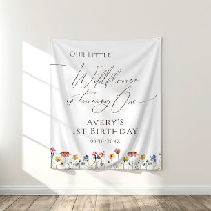 Kleurrijke Wildflower draaien een verjaardag achte Wandkleed