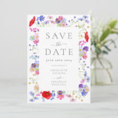 Kleurrijke Wildflower Elegante bruiloft Save The Date (Staand voorkant)