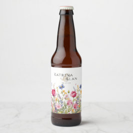 Kleurrijke Wildflower Eten en Drank Label Set Bier Etiket