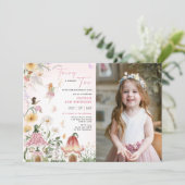 Kleurrijke Wildflower Fairy 2e verjaardag foto Kaart (Staand voorkant)