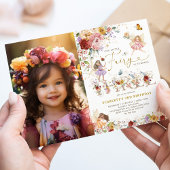 Kleurrijke Wildflower Fairy 3e verjaardag foto Kaart