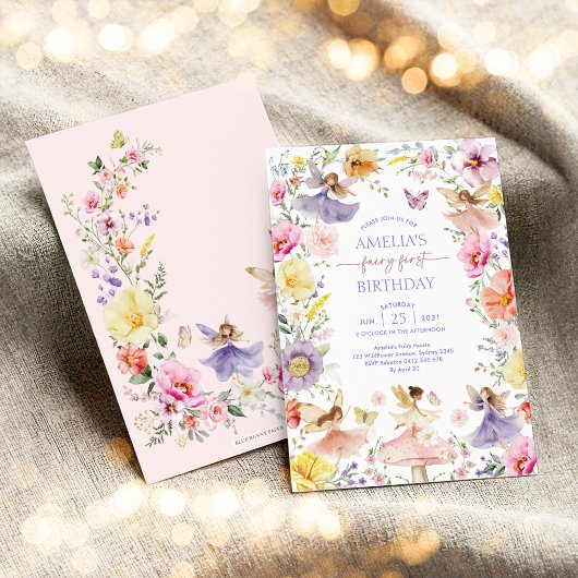 Kleurrijke Wildflower Fairy Eerste 1e Verjaardagsf Kaart