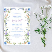 Kleurrijke Wildflower Fairy eerste verjaardagsfees Kaart