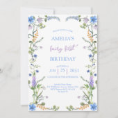 Kleurrijke Wildflower Fairy eerste verjaardagsfees Kaart (Voorkant)